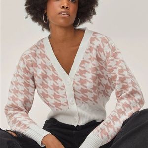 Nasty Gal Petite Recycled Dogtooth Print Cardigan